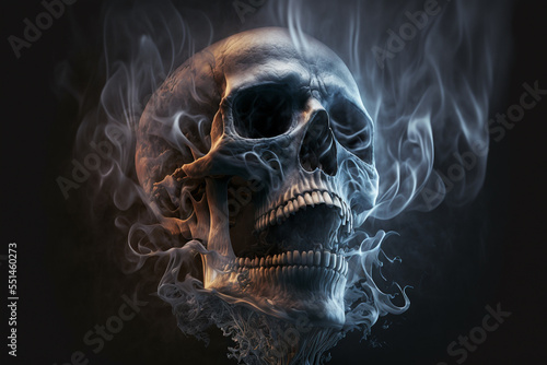 Abstract, surreal, creepy skull of smoke.Digital art photo