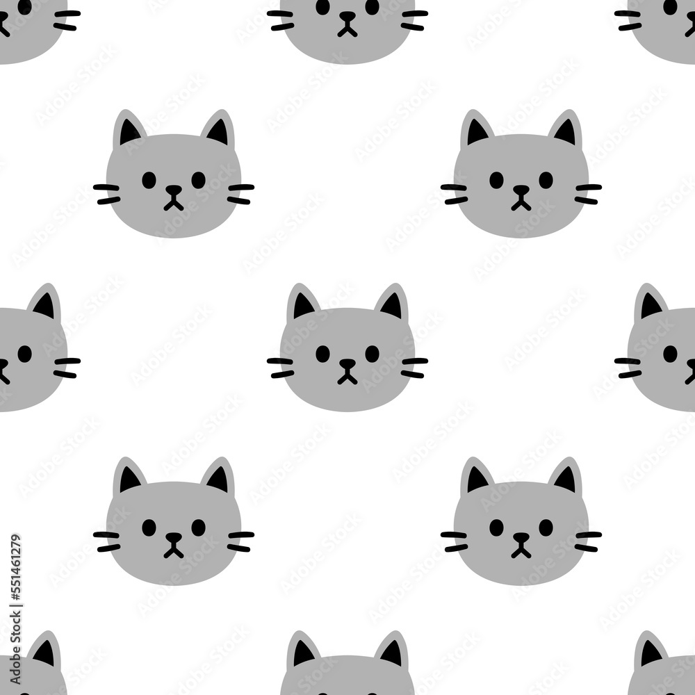 Seamless pattern with grey kitten heads Seamless pattern with grey kitten heads