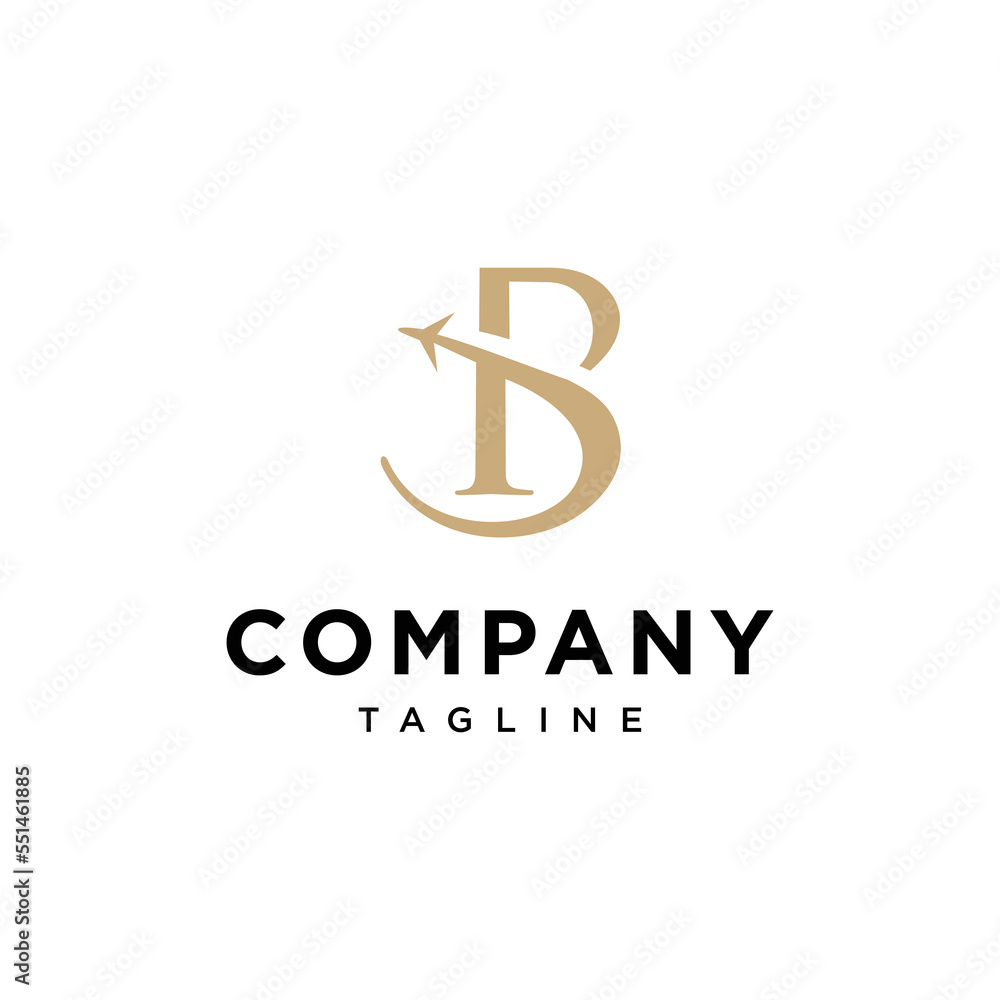 B Letter Travel Plane Vector logo icon vector Template B Letter Travel Plane Vector logo icon vector Template