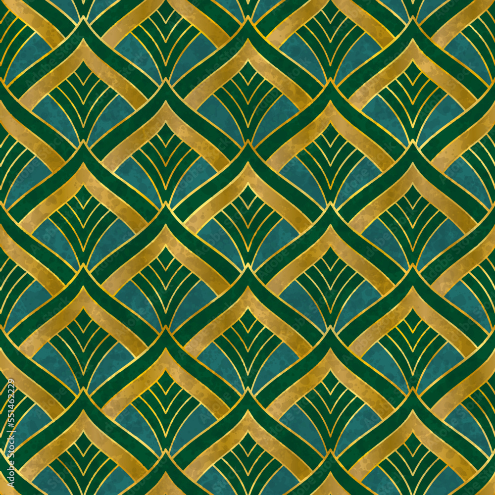 Vettoriale Stock Artistic Seamless Pattern In Art Deco Style With Asian vettoriale-stock-artistic-seamless-pattern-in-art-deco-style-with-asian