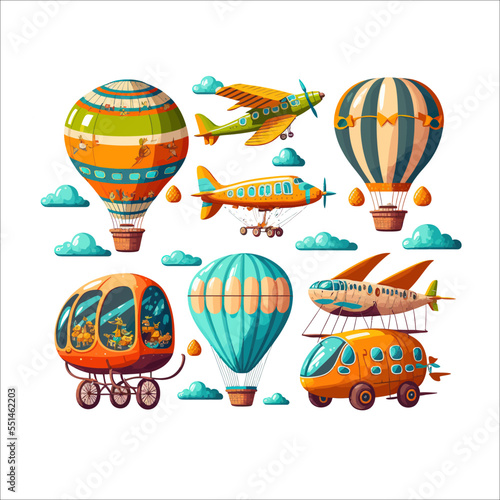 Childish air transport. Hand-drawn illustration isolated on white background