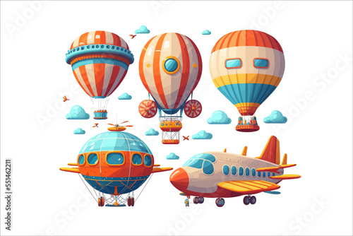 Childish air transport. Hand-drawn illustration isolated on white background