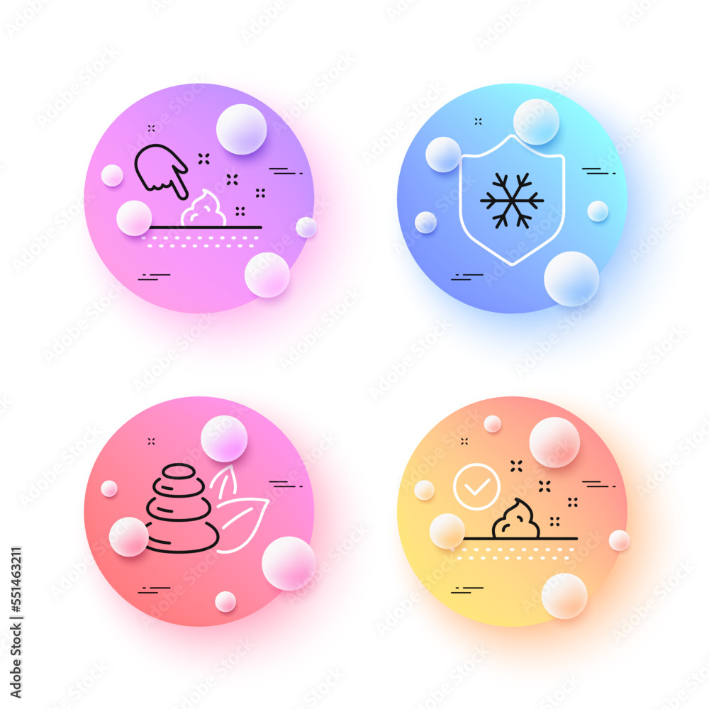 Skin care, Skin moisture and Spa stones minimal line icons. 3d spheres or balls buttons. For web, application, printing. Face cream, Wet cream, Bath. Cold protect. Skin care line icon banner. Vector