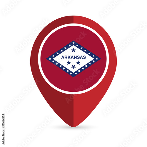 Free Download Map pointer with flag Arkansas state. Alabama flag. Vector illustration. - GFXLoad