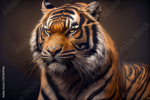 black and golden tiger portrait