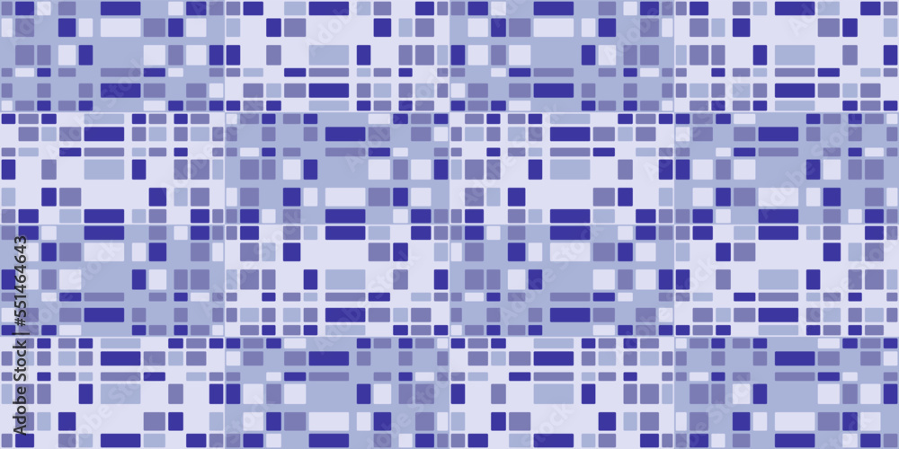 Blue mosaic in various sizes. Vector with blue mosaic squares. For decoration and applying a seamless print.