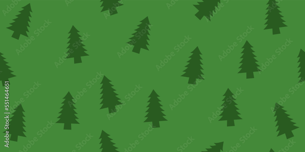 Green Christmas trees. Seamless vector pattern with Christmas trees. For decoration and applying a seamless print.