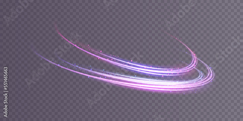 Abstract light lines of movement and speed with white color glitters. Light everyday glowing effect. semicircular wave, light trail curve swirl, car headlights, incandescent optical fiber png.