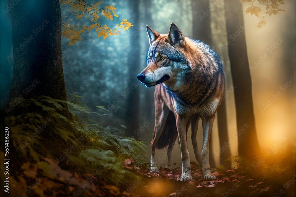 Fantasy wolf in the forest