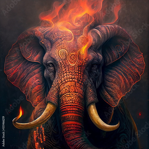 Painted elephant at the festival of Thailand illustration. Not based on original image, character or person.