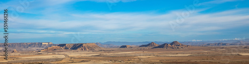 panorama of Bardenas desert landscape, Spain