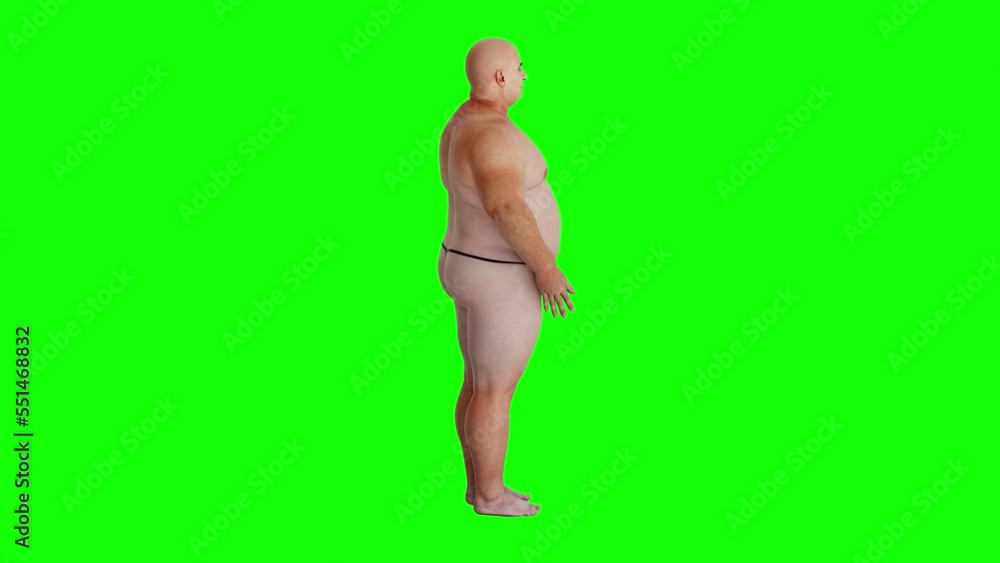 A Overweight Person Turntable On Green Screen With Alpha Matte A Overweight Person Turntable On Green Screen With Alpha Matte