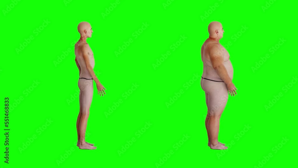A Underweight and a Overweight Persons Turntable On Green Screen With Alpha Matte A Underweight and a Overweight Persons Turntable On Green Screen With Alpha Matte