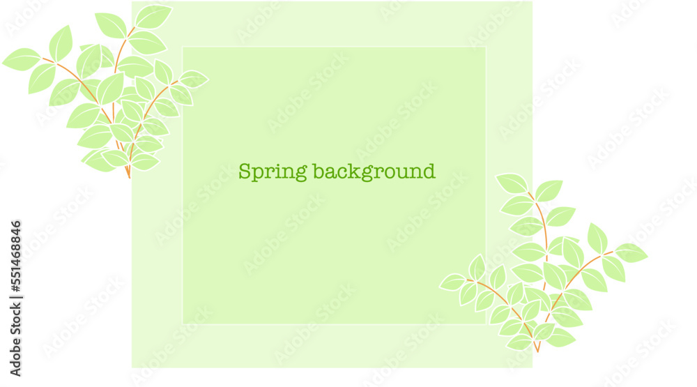 green frame with leaves as a background with frame for text