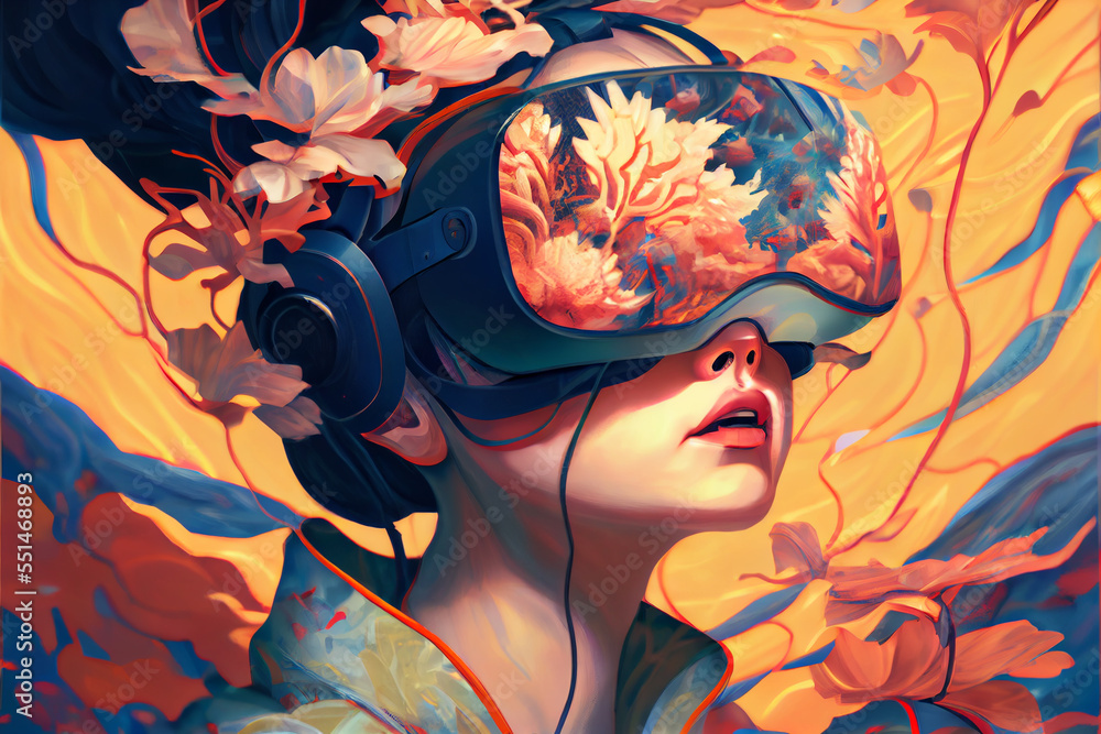 Naklejka premium Virtual reality, Metaverse artistic concept. 