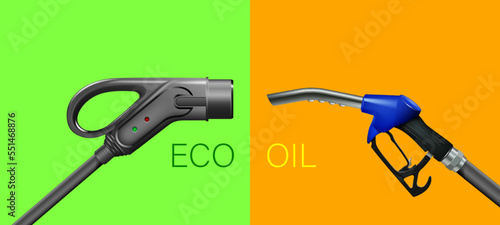 Refueling gun for car. Vector illustration of a charger and refueling gun for a car. Sketch for creativity.