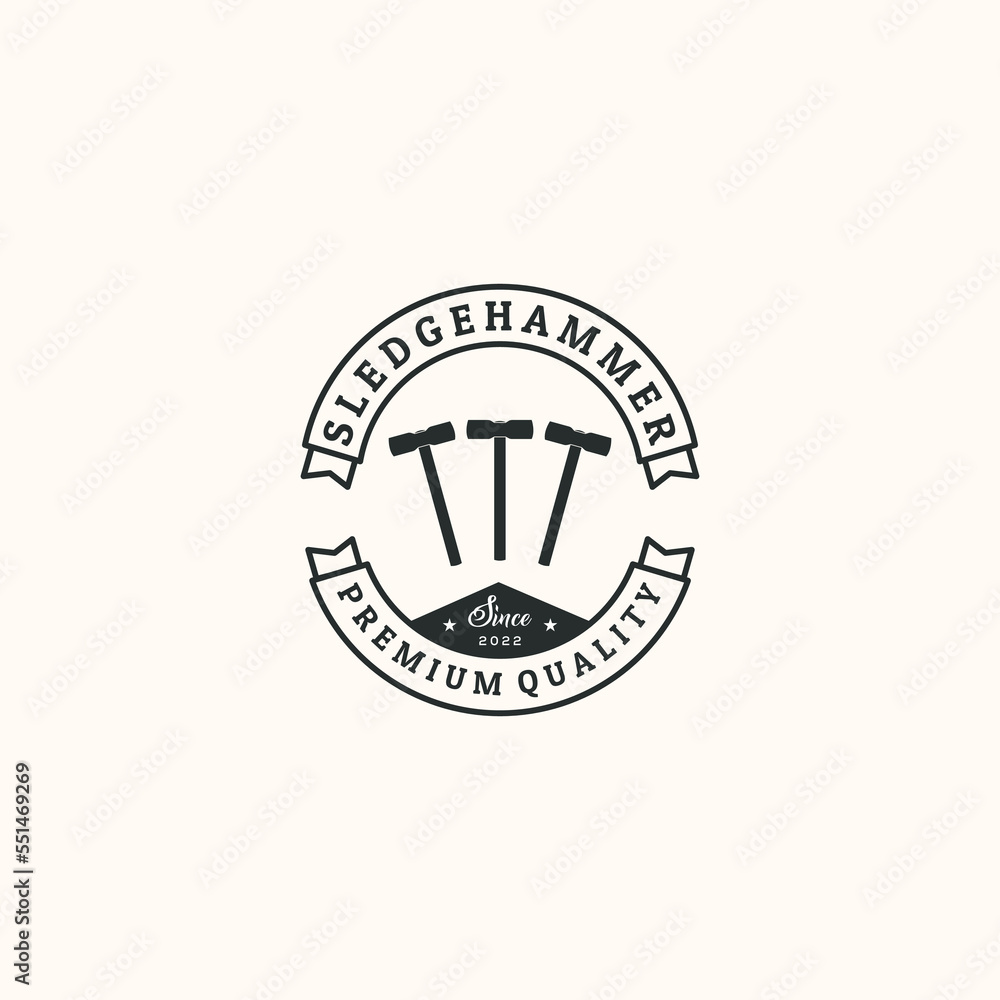 Fototapeta premium sledgehammers vintage logo vector minimalist illustration design, sledgehammers symbol design