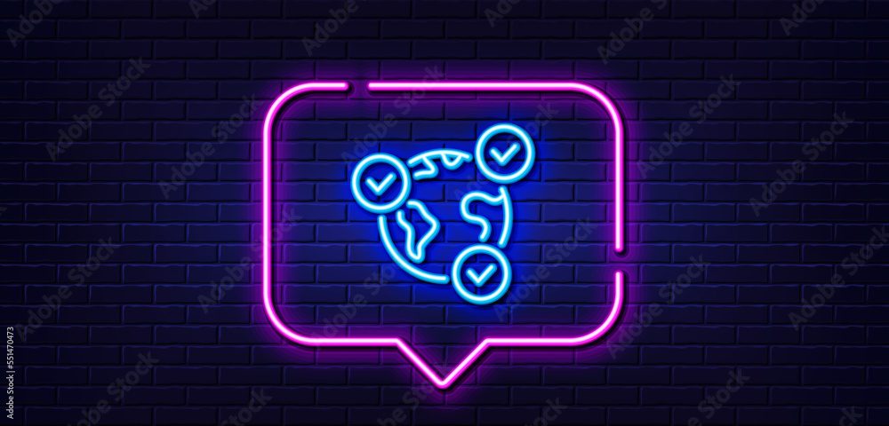 Neon light speech bubble. Online voting line icon. Internet vote sign. Web election symbol. Neon light background. Online voting glow line. Brick wall banner. Vector Neon light speech bubble. Online voting line icon. Internet vote sign. Web election symbol. Neon light background. Online voting glow line. Brick wall banner. Vector