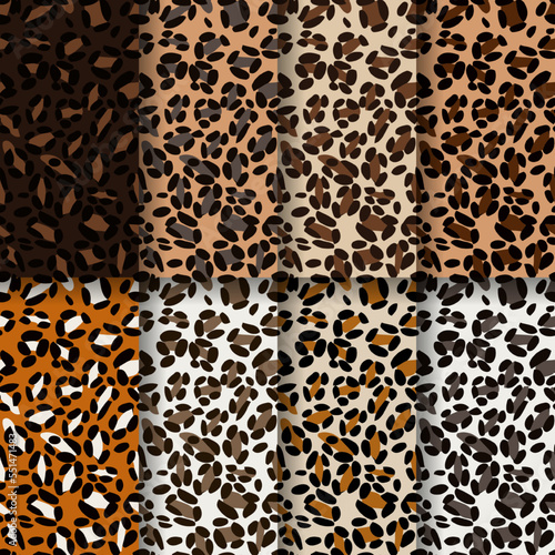 Leopard print skin vector illustration design set.