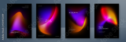 Blurred backgrounds set with modern abstract blurred color gradient patterns. Smooth templates collection for brochures, posters, banners, flyers and cards. Vector illustration.