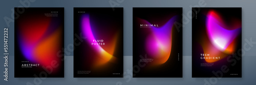 Blurred backgrounds set with modern abstract blurred color gradient patterns. Smooth templates collection for brochures, posters, banners, flyers and cards. Vector illustration.