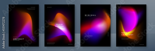 Blurred backgrounds set with modern abstract blurred color gradient patterns. Smooth templates collection for brochures, posters, banners, flyers and cards. Vector illustration.