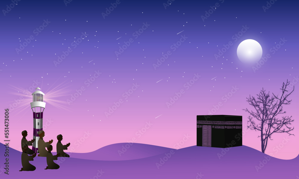 Muslim pilgrimage praying on Jabal Rahmah mountains at Arafat with Hajj