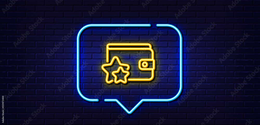 Neon light speech bubble. Loyalty program line icon. Bonus points. Discount wallet symbol. Neon light background. Loyalty program glow line. Brick wall banner. Vector Neon light speech bubble. Loyalty program line icon. Bonus points. Discount wallet symbol. Neon light background. Loyalty program glow line. Brick wall banner. Vector