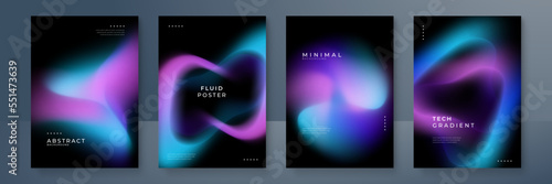 Blurred backgrounds set with modern abstract blurred color gradient patterns. Smooth templates collection for brochures, posters, banners, flyers and cards. Vector illustration.