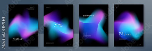 Blurred backgrounds set with modern abstract blurred color gradient patterns. Smooth templates collection for brochures, posters, banners, flyers and cards. Vector illustration.