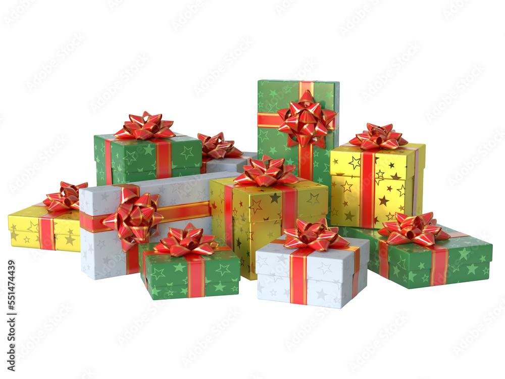 Gift boxes of various shapes and sizes, many presents 3d rendering Gift boxes of various shapes and sizes, many presents 3d rendering