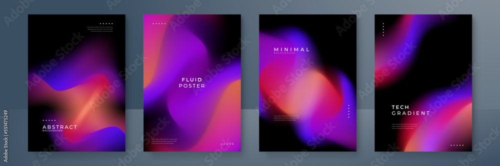 Fluid blurred gradient background vector. Modern and minimal style posters with colorful, geometric shapes, aurora and liquid color. Modern wallpaper design for social media, poster, banner, flyer.