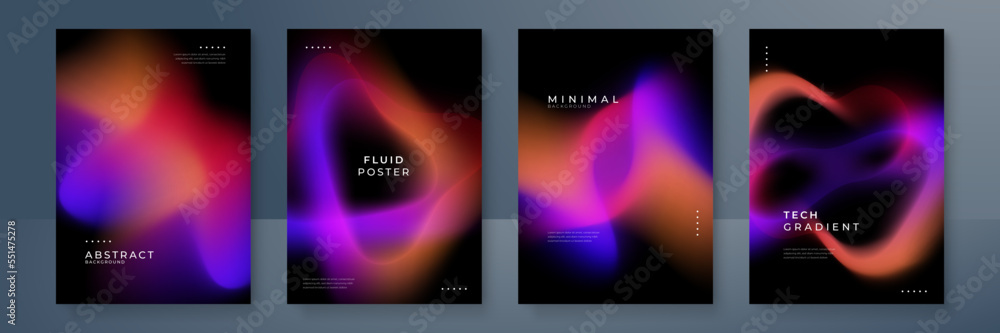Fototapeta premium Fluid blurred gradient background vector. Modern and minimal style posters with colorful, geometric shapes, aurora and liquid color. Modern wallpaper design for social media, poster, banner, flyer.