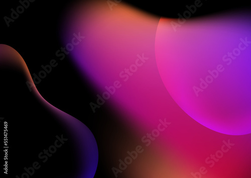 Blue pink orange blurred blur abstract background on black background