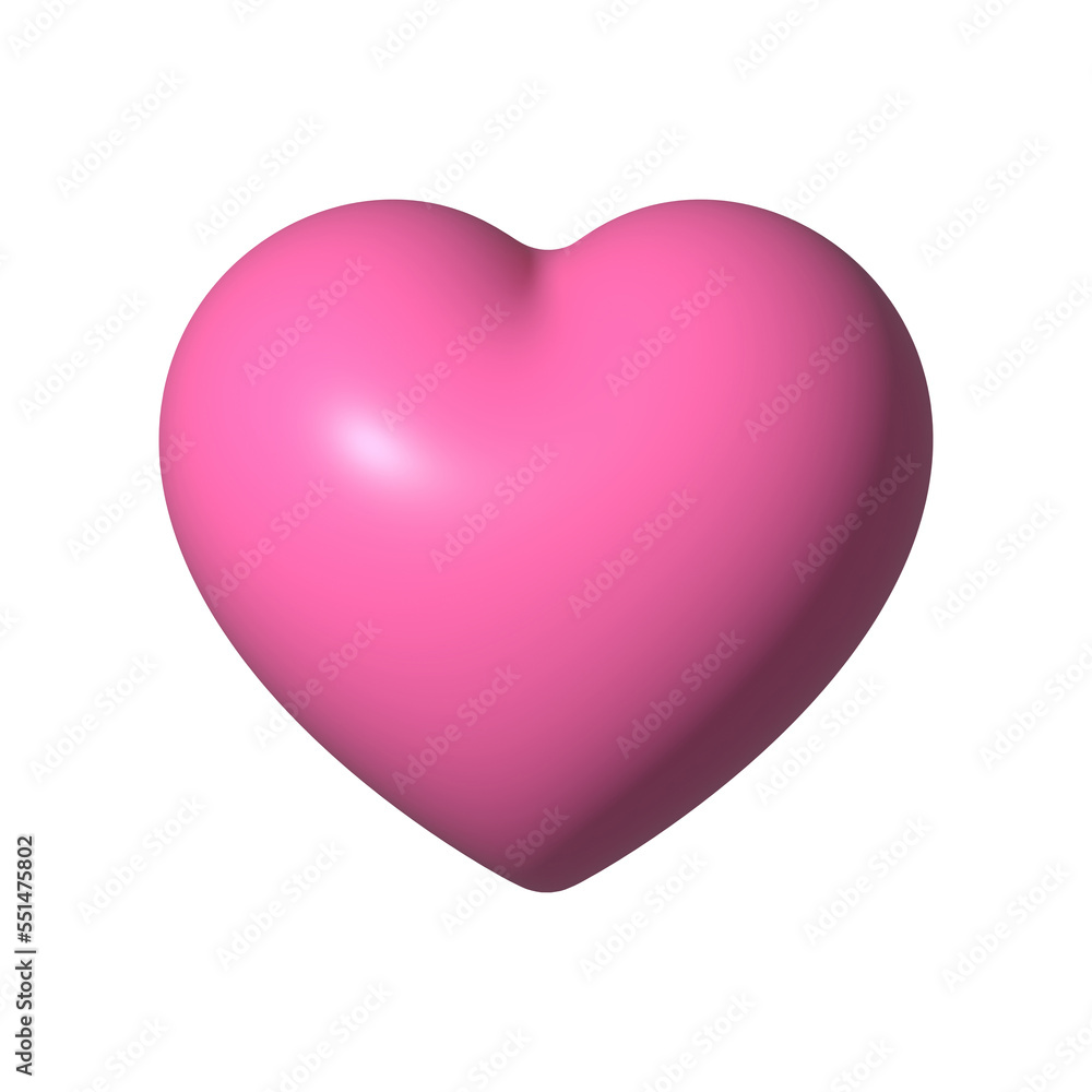 pink heart isolated on white background as love and valentine's day concept. 3d render illustration.