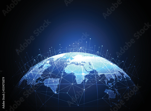 Global network connection. World map point and line composition concept of global business. Vector Illustration