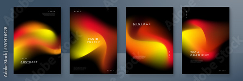 Blurred fire red orange yellow gradient background with aurora and modern technology business concept. Gradient texture poster with dynamic blurred effect for brochure, poster, banner, flyer and card
