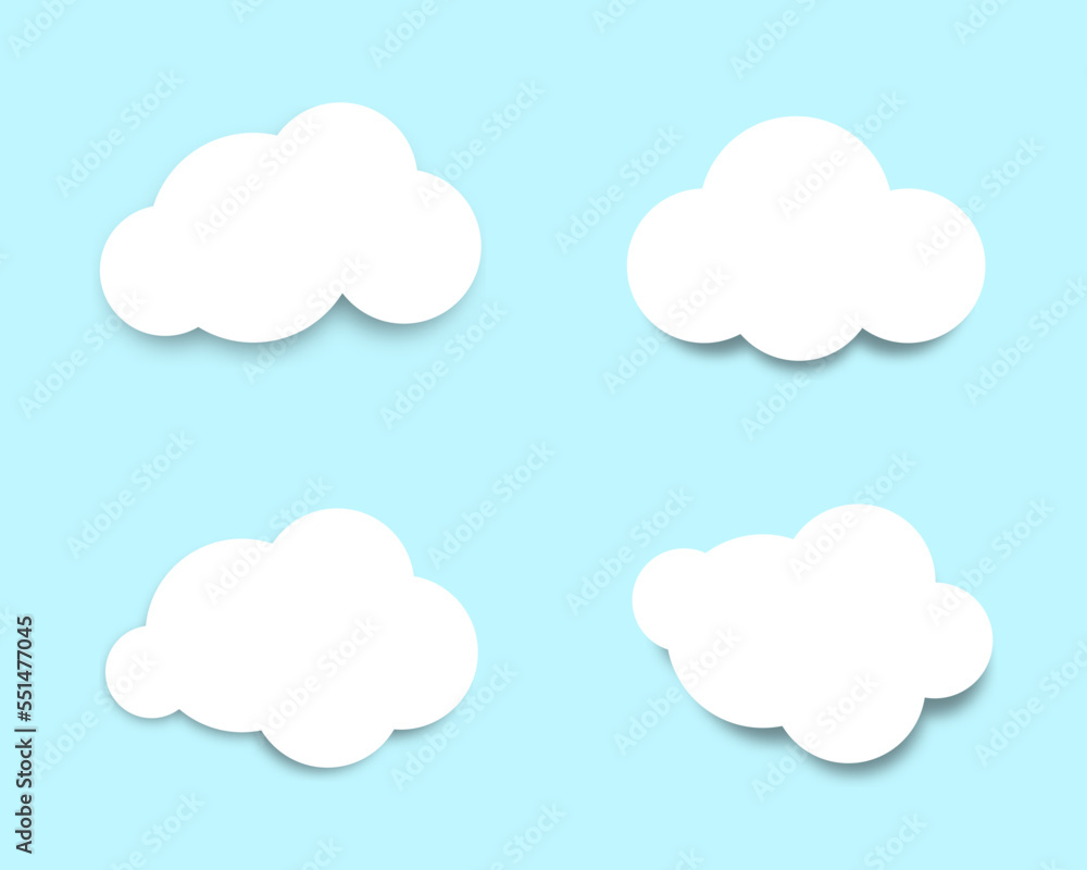 Cloud vector element illustration with weather shadow flat shaped background