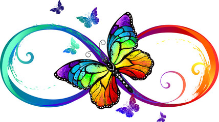 Fototapete Schmetterlinge im Grunge Regenbogen Schmetterling Unendlichkeit Lichtspiel  © Nelli Valova