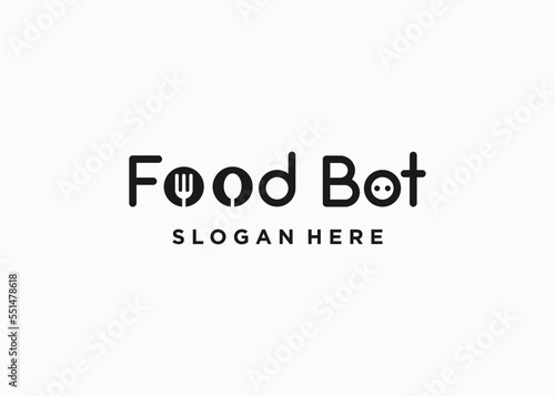 word food bot logo design vector illustration template