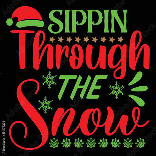 Sippin through the snow Shrit Print Template photo