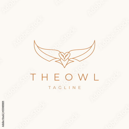 Flying owl logo design vector template