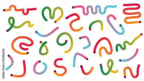 Squiggle vector illustration with bright gradient colors for design decoration and easy color editing