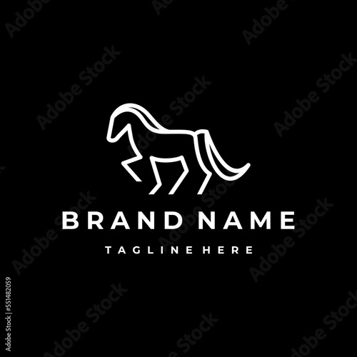 Horse line art logo icon design template