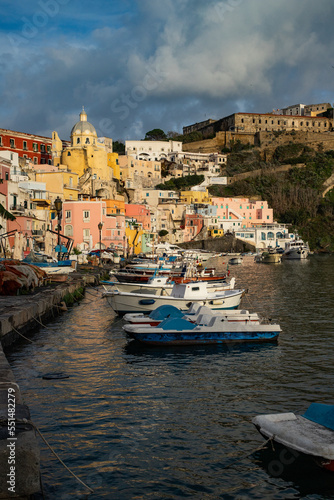 beautiful italian island procida famous for its colorful marina  tiny narrow streets and many beaches