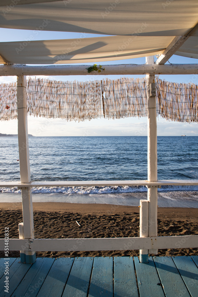 Fototapeta premium white empty beach huts in Procida
