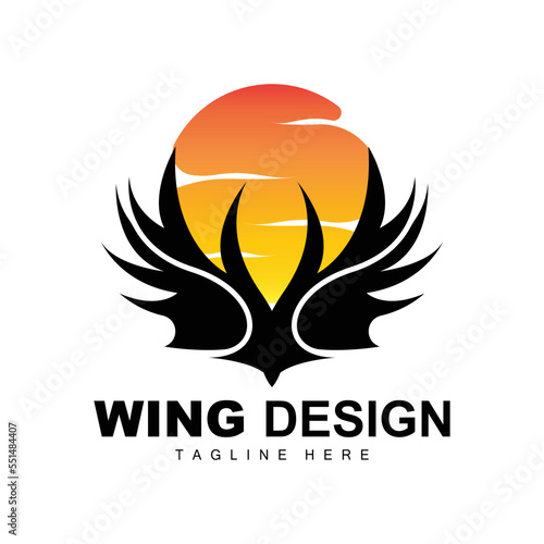 Wings Logo, Phoenix Logo, Bird Wing Vector, Template Illustration, Wing Brand Design photo