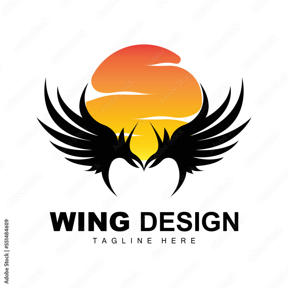 Fototapeta premium Wings Logo, Phoenix Logo, Bird Wing Vector, Template Illustration, Wing Brand Design