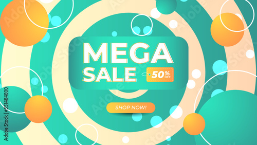 Mega sale concept horizontal banner template design. Discount abstract promotion layout poster. Mega sale vector illustration.