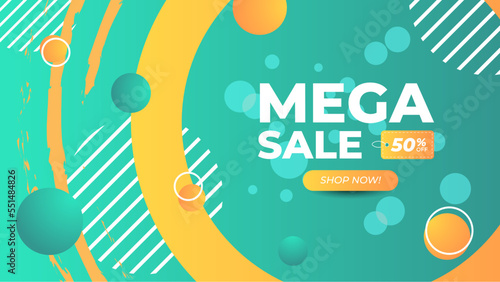 Mega sale concept horizontal banner template design. Discount abstract promotion layout poster. Mega sale vector illustration.
